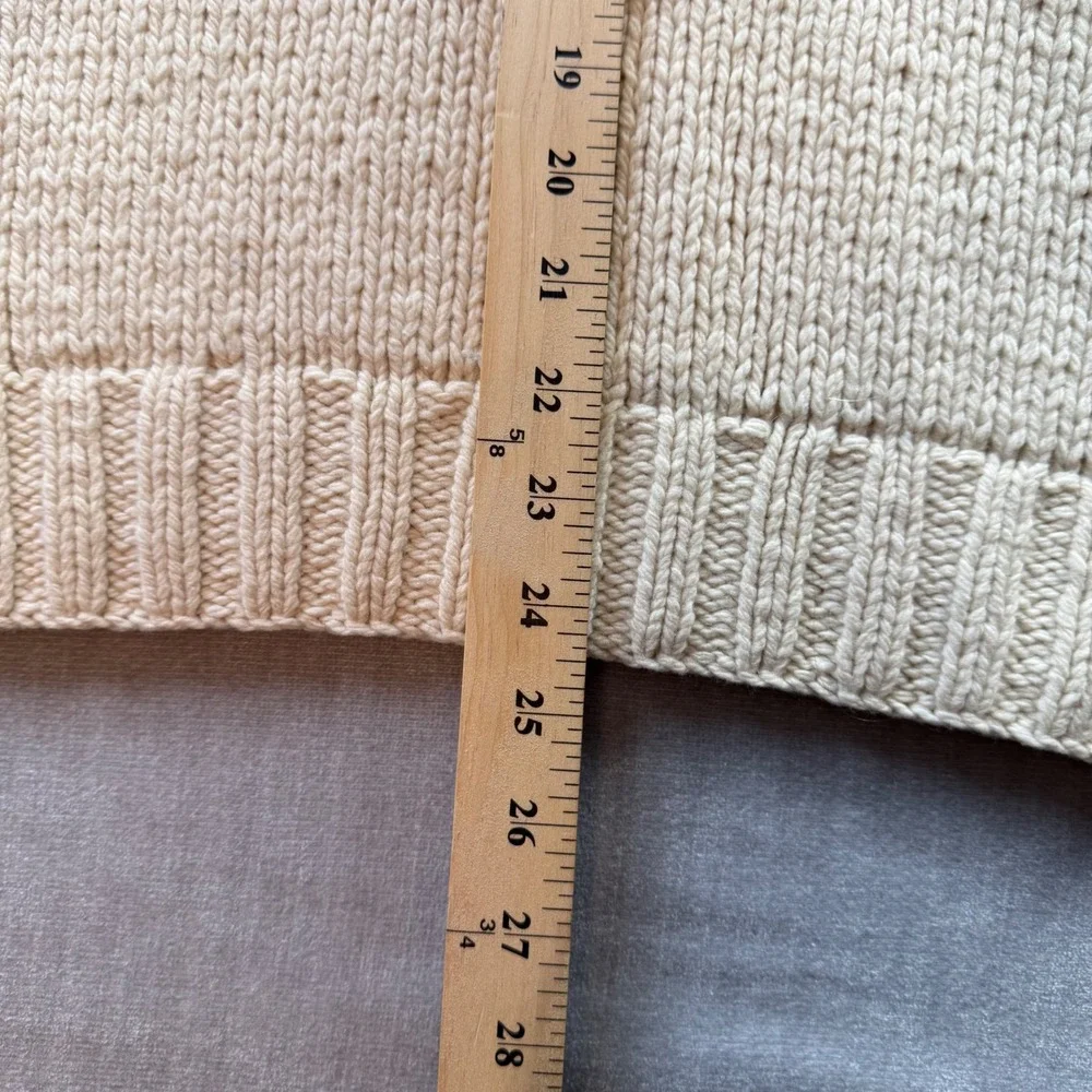 Polo Ralph Lauren Hand Knit Wool Sweater XL Cream V-Neck Chunky Italian Yarn